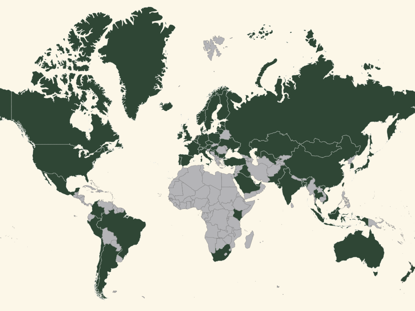 Map illustrating the many countries we have had delegations from all over the world. Especially Europe, North America and Asia are highly represented, but we have also received delegations from South America, Africa and Australia.